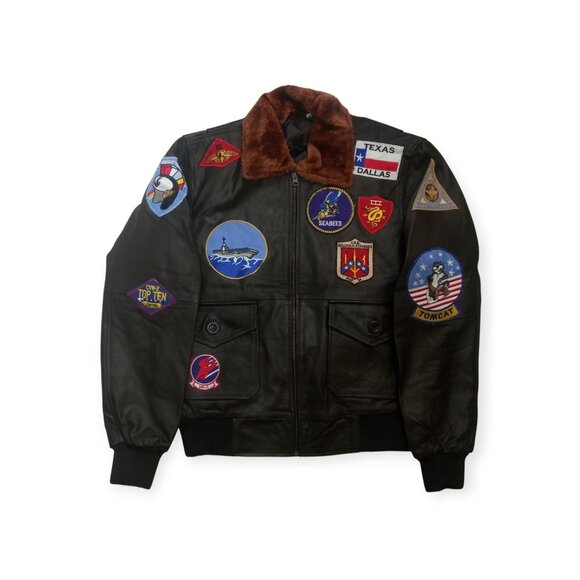 Top Gun Brown real sheep Leather Jacket – Size XL – Classic Aviator Style - Picture 1 of 4
